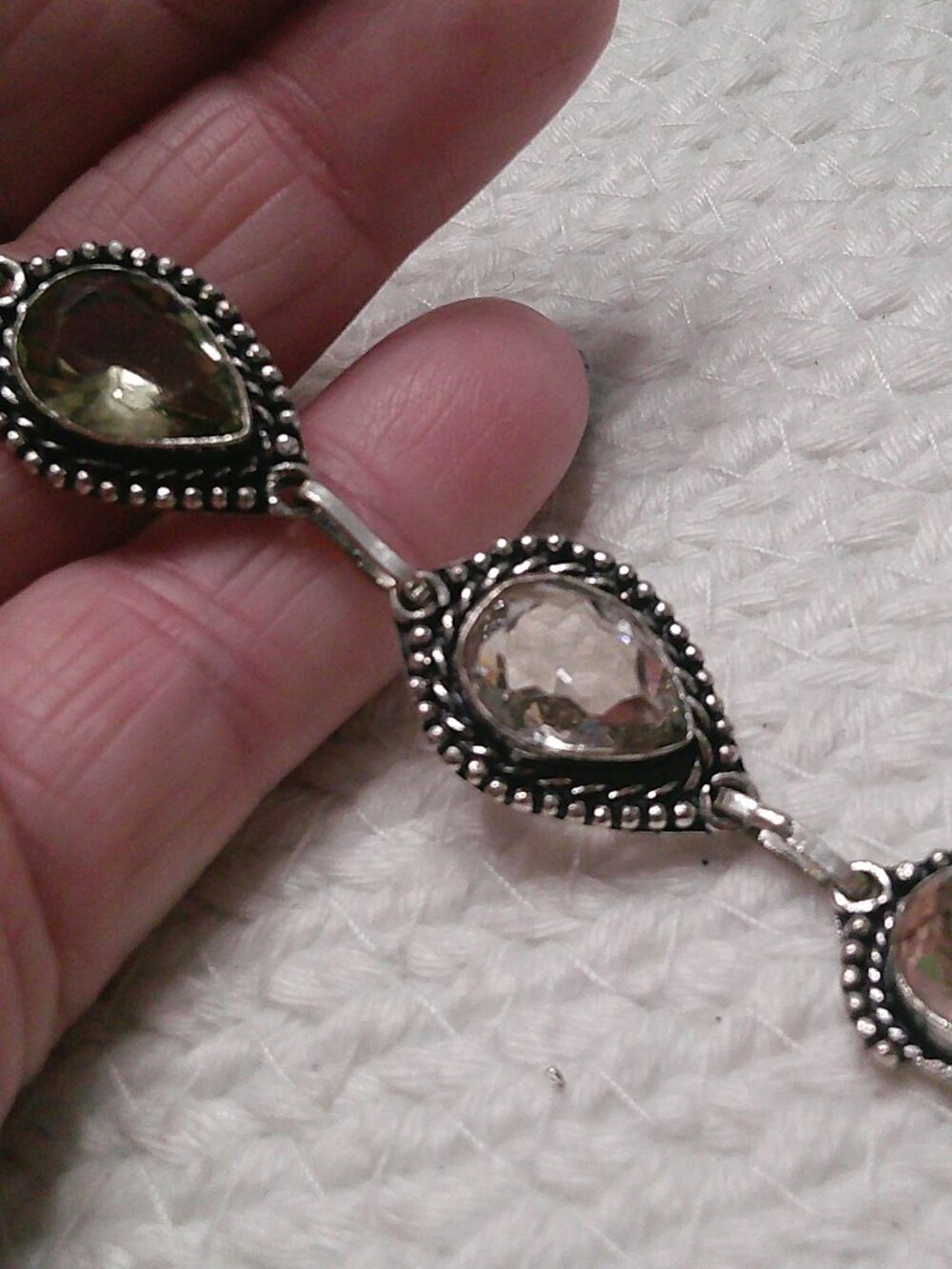 Gorgeous WHITE TOPAZ Handmade Sterling 925 Bracelet Size 7 1/2" #952E